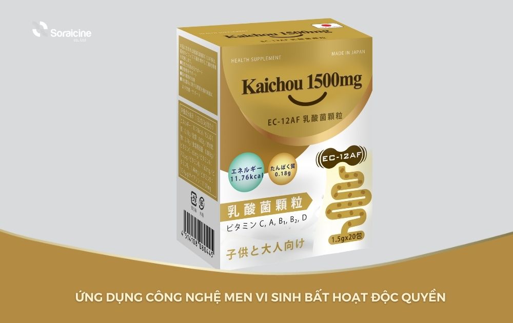 Kaichou 1500mg - ứng dụng công nghệ men vi sinh bất hoạt độc quyền của Nhật Bản